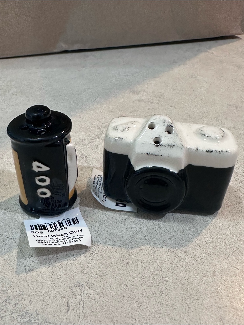Black and White Camera-Themed Salt and Pepper Shakers - Cracker Barrel